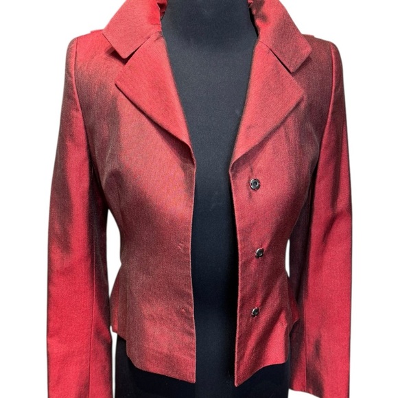 Akris Red Silk Cashmere Blend Tailored Blazer Swiss Luxury Minimalist Size 6 - Picture 8 of 12